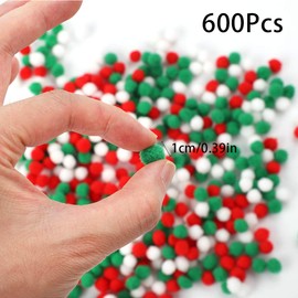 600 Pieces Pompoms Christmas Colourful Pompom Pom Balls Fluffy Plush Balls Hanging Ornaments Handmade for Crafts Funny DIY Creative Crafts Children Bedroom Party Birthday Flags