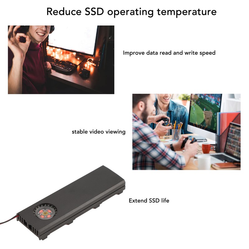 M.2 NGFF NVME SSD Heatsink Quadruple Heat Dissipation 5V Fan