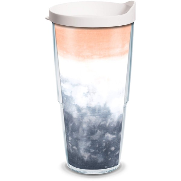 Tervis Black and Coral Tie Dye Made in USA Double Walled Insulated Tumbler Travel Cup Keeps Drinks Cold & Hot, 24oz, Classic
