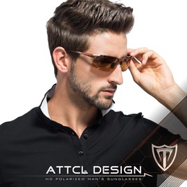 ATTCL Men's Sports Polarized Sunglasses For Driver Golf Fishing Unbreakable Metal Frame (Brown-frame/Brown lens(not mirrored))