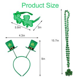 St. Patrick's Day Costume Party Suit - Green Attire Shamrock Accessories for Women, Gloves, Tulle Tutu, Necklaces