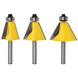 Wolfride 3Pcs Chamfer Router Bit Set 1/4 Inch Shank Bevel Router Bits 15 22.5 30 Degree