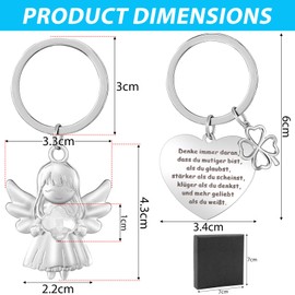 Guardian Angel Key Ring Lucky Charm Holds Four Leaf Clover Motivational Courage Pendant Good Luck Angel Ornaments Gifts for Family Friends Colleagues Own - Transparent