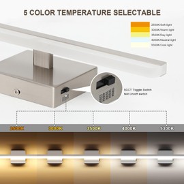 Pasoar LED Modern Bathroom Light Fixtures 22W Brushed Nickel Vanity Lights Bar 5CCT Dimmable ixture Over Mirror Vanity Light for Bathroom Lighting 31.5 inch ETL Certificated