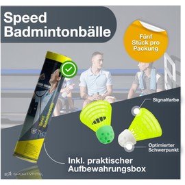 TK Gruppe Timo Klingler 5 x Speed Badminton Shuttlecocks Fast Yellow Badminton Balls for Training & Competition Badminton for Outdoor and Indoor Use