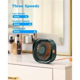 RJVW Small USB Desk Fan,3 Speeds Portable Table Fan, 4 inch Personal Mini Fan,Small Cooling Fan by USB Plug In, 360°Rotatable Desktop Fan for Home Office Bedroom Dorm Indoor Outdoor Summer Gift