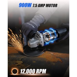 AVID POWER Angle Grinder, 7.5-Amp 4-1/2 inch Electric Grinder Power Tools with Grinding Wheels, Cutting Wheels, Flap Disc and Auxiliary Handle for Cutting, Grinding, Polishing and Rust Removal - Blue