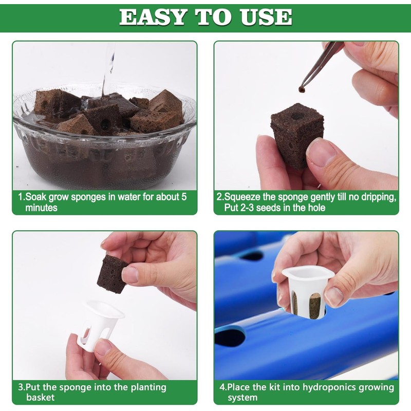 LAPOND 100 Pack Grow Sponges, Replacement Root Growth Sponges Seed