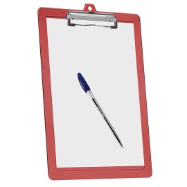 Acrimet Clipboard Letter Size Low Profile Clip (Clear Red Color) (3 - Pack)
