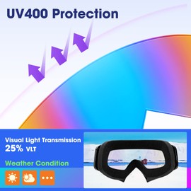 Adult Snow Ski Goggles, Snowboard Goggles for Youth, Teens, Men & Women, Wide View Snowmobile Goggles