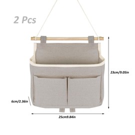 Prmape Pack of 2 Hanging Storage Bag, Grey, High Capacity Assembleable, 3 Compartments with Sticky Hooks, Hanging Organiser, Bathroom Door Hanging Organiser for Home/School/Office/Business/Motorhome