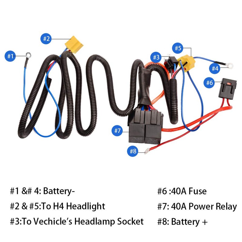 YUNPICAR Universal Fog Lamp Wiring, Relay Harness, Rocker Switch, 12