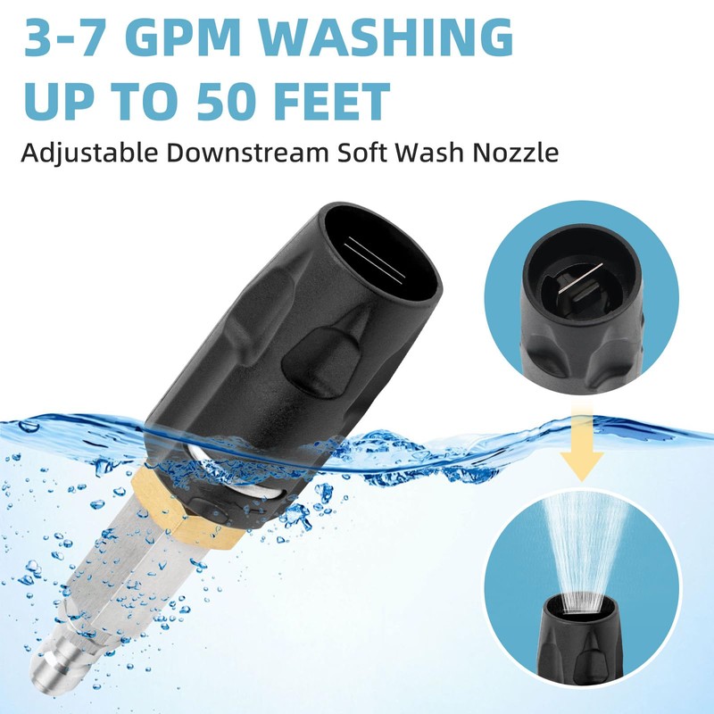 Downstream Soft Wash Sprayer DS Twist Nozzle Adjustable, 0-60 Degree