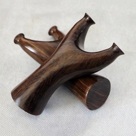 Unbranded Solid Walnut Slingshot Kit  - Handle - Bands - Pouch - Waxed Twine and Ammo NEW