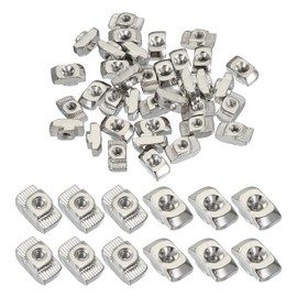 PATIKIL 4545 Series M4 T Nut, 50 Pcs T-Slot Nut Hammer Head Fastener Nut, Nickel Plated Carbon Steel Nut for Aluminum Profile, Silver