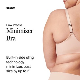 Spanx Low Profile Minimizer Bra - Minimize Breast Size by up to 1 Inch - Quick-Drying Fabric - Comfortable Bras for Women - Champagne Beige - 34G