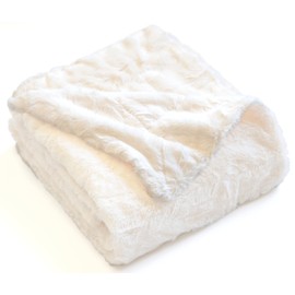 WOLF CREEK BLANKET Doublesoft - Oversized Faux Fur Throw Blanket, 60"x80" Ivory Soft Fuzzy Fluffy Cozy Plush Furry Comfy Warm Home Decor for Couch Bed Chair & Bedroom Women Teen Girls