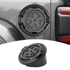 PDKLIN for Jeep JL Gas Cap Door Cover Aluminum Alloy for Jeep Wrangler JL JLU 2018-Present Black Wheel Design