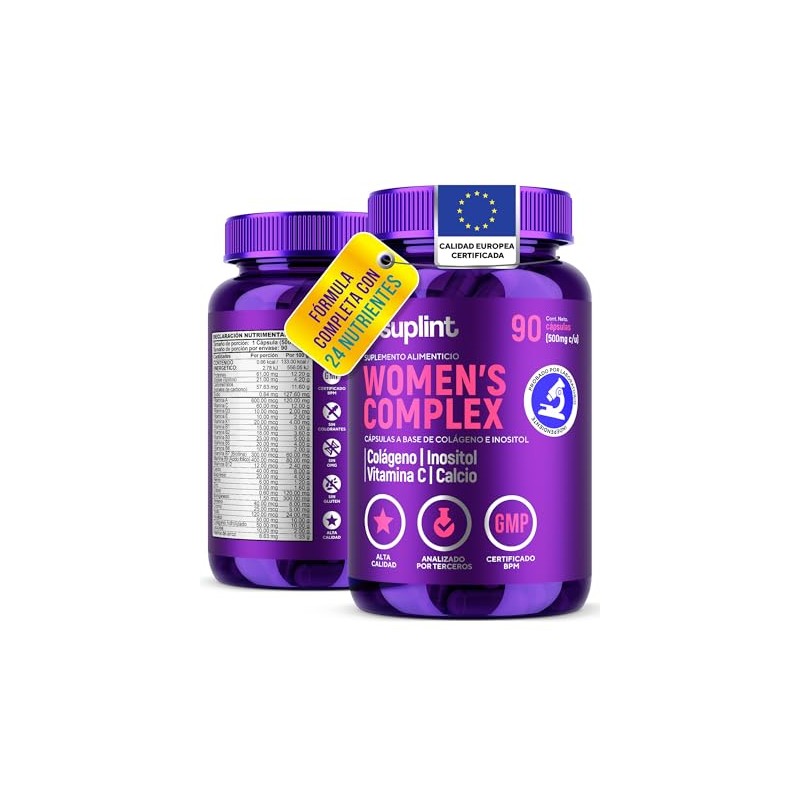 Vitaminas Mujer Colágeno Hidrolizado Inositol Biotina Ácido Fólico Complejo Multivitamínico
