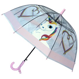 Foxfire for Kids Clear Dome Umbrella (Lilac Rainbow Unicorns)