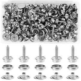 MOUYAT 300 PCS Stainless Steel Snaps Fastener, 15mm Canvas Snap Kit,Silver Metal Snap Button Kit for Canvas, Marine Fabric, Leather, Outdoor Sunshade Fabric