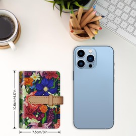 DEEZOMO PU Leather Credit Card Holder for Women, Small RFID Wallet Slim 26 Pockets Leather Card Organizer Case with Sturdy Button Colorful Patterns