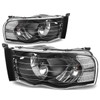 Compatible with Dodge Ram Black Housing Headlight+Amber Lens Fog Light+Black