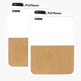 BAZIC Dry Erase Lap Board & Cork Bulletin & Marker, 8.5x11 Inch Whiteboards Cork Boards Small Portable for Kids Student Teacher School, 2-Pack