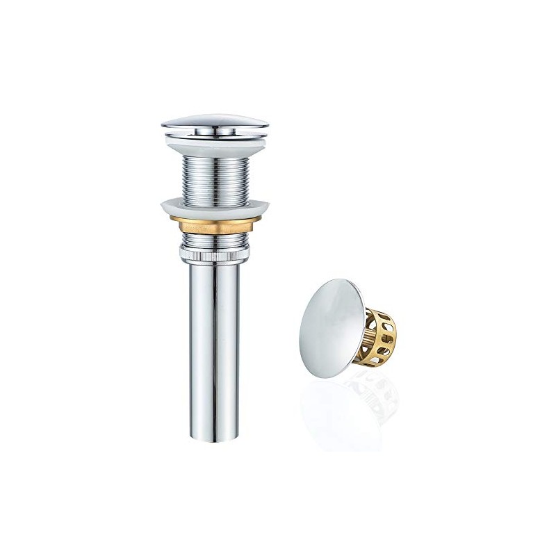 Bathroom Sink Drain Without Overflow with Strainer Basket Detachable Vessel