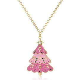 YTDYTD Pink Cubic Zirconia Christmas Tree Necklace