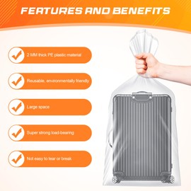 TranRantic Pack of 4 Large Plastic Bags, 100 x 150 cm, Extra Plastic Storage Bags, Thickened Dust and Moisture-proof Bags for Suitcases, Furniture, Quilts, Office Chairs, Plush Toys