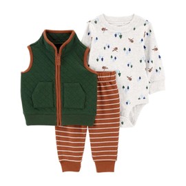 Carter's Baby Boys' 3 Piece Vest Set (Multi/Outdoors, 9 Months)