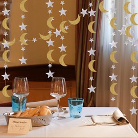 Glitter Star Paper Garland,Star Garland Hanging and Twinkle Little Star Streamer Bunting Banner for Wedding Birthday Festival Party Decoration(2m)