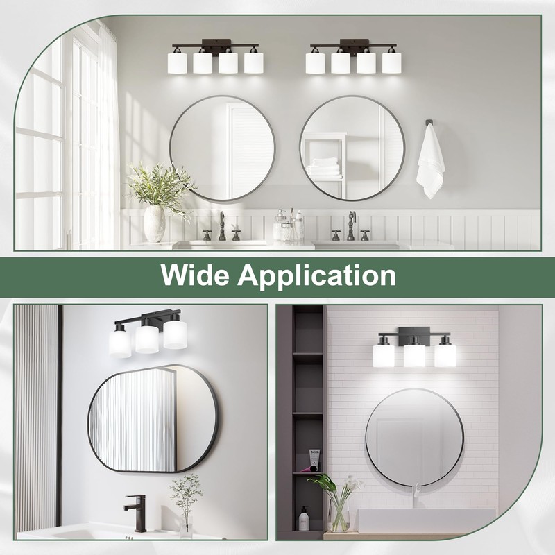 Black Bathroom Lights Over Mirror, Anti-rust Vanity Light Fixture for
