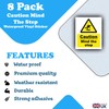 8-Pack Caution Mind The Step Vinyl Sticker Sign - 110mm