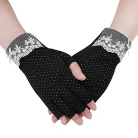 Women's Fingerless UV Gloves, Commuting to Work or School, UV Protection, Sunscreen, Cotton, Soft, Sunscreen, Short Gloves, UV Protection, Gloves, Smartphone Compatible, Adult, Summer, Driving, Bicycle, Anti-Slip, Thin, Fingerless, Sunscreen Gloves, Cool