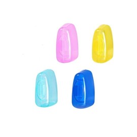 Generic 4 Pack Travel Toothbrush Head Covers Toothbrush Protector Cap Brush Protective Portable Plastic Clip for Household Travel, Camping, Bathroom, School, Business, Blue, Orange, Green, Purple