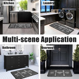 2Pcs Eat Good Kitchen Rugs Set of 2 Farmhouse Floor Mats for Cooking Non Slip Waterproof Standing Kitchen Runner Mats 17”x30”+17”x47”