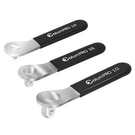 ColumPRO 3PCS Low Profile Socket Lever, 1/4”, 3/8” and 1/2” Drive Breaker Bar, Extra Low Profile Stubby Wrenches Set, Non-Ratcheting, Great for Boats, RV, Off Road Vehicle