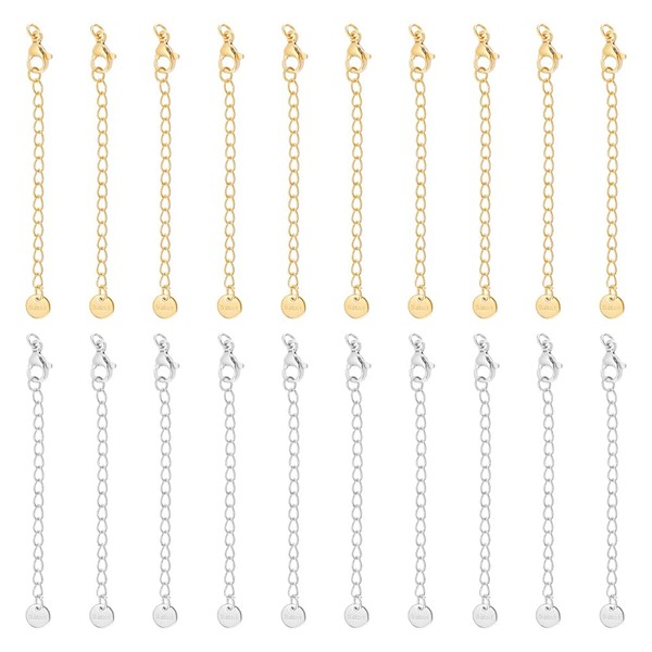 UNICRAFTALE 20 Pieces 2 Colours 50 mm Chain Extension Stainless