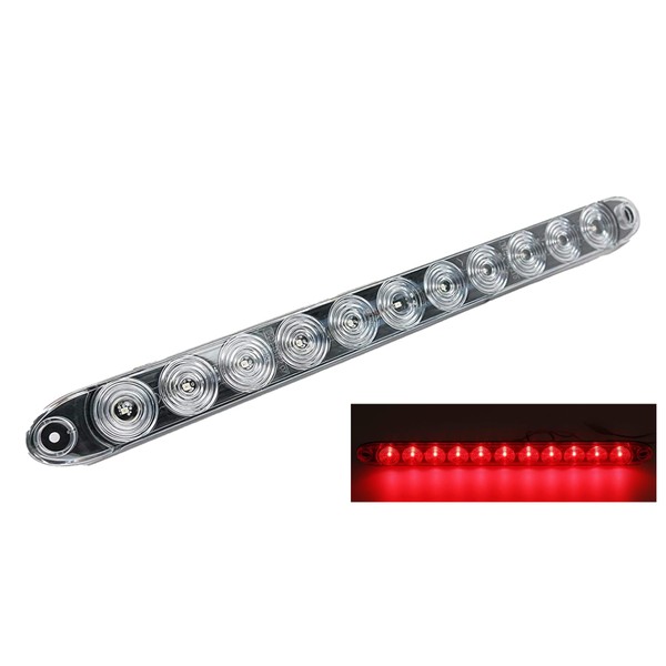 15" Clear Red Multi-function Stop Turn Tail Marker Trailer Light