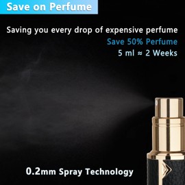 Qavhun Refillable Travel Perfume Atomizer Bottle - 5ml Luxury Pocket Perfume Dispenser Pump, Travel Perfume Atomiser, Cologne Dispenser, Portable Size Sprayer Bottle for Traveling (Black)