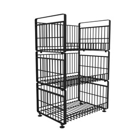 GAOMON Fruit Basket For Kitchen, 3 Tier Fruit Storage Shelf With 4 Banana Hanger, Metal Wire Fruit Bowl Produce, Vegetables, Kitchen