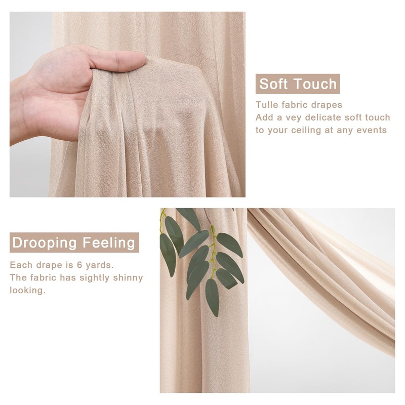 Wedding Arch Draping Fabric, 1 Panel 28" x 19Ft Deep