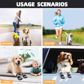 Hcpet Dog Boots Paw Protector, Anti-Slip Breathable Dog Shoes for Small Medium Large Dogs, Puppy Booties with Reflective Straps 4Pcs