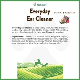 NaturVet Everyday Ear Cleansing Solution with Sweet Pea & Vanilla Scent for Dogs & Cats 8 oz