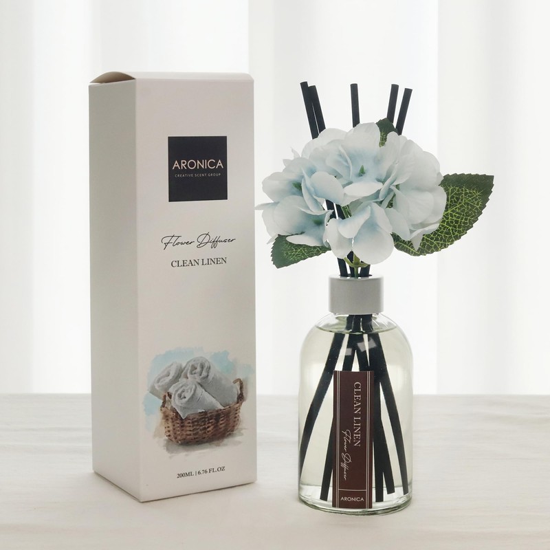 Aronica Clean Linen Reed Diffuser for Bathroom Decor, Room Fresheners
