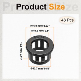 PATIKIL 48pcs Wire Grommet, 13.7mm Mounting Dia Plastic Grommets Cable Snap Bushing Cable Mounting Hose Bushing Grommet Protector Fasteners Locking Nylon for Wire Cable Hose, Black