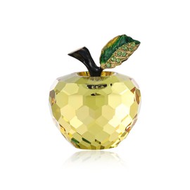 Crystal Apple Figurine 1.97 inch Faceted Glass Apple Statue Paperweight Gift Idea Collectible Ornament Home Decor (Yellow)