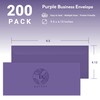 Business Envelops, 200-Pack #10 Purple Envelopes, Standard Square Flap, Gummed